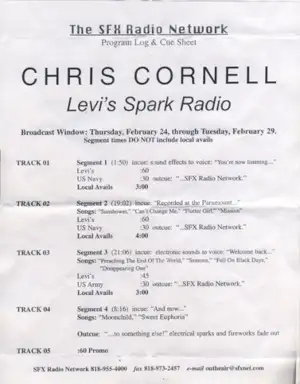 SFX Radio Network: Chris Cornell Levi’s Spark Radio Concert Series